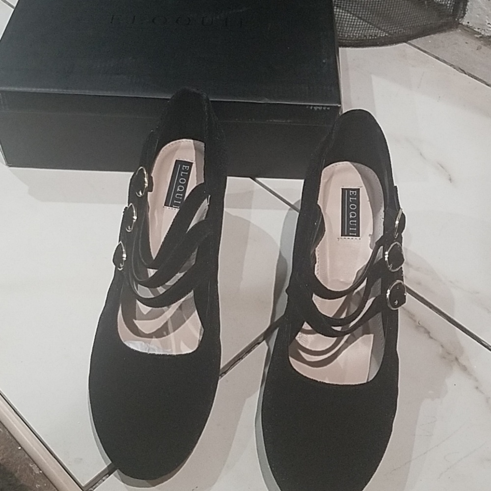 Black Crushed Velvet Mary Janes